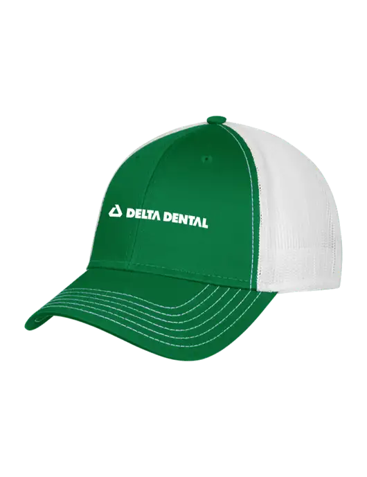Kelly/White Mesh Trucker Cap Snap Back w/Delta Dental