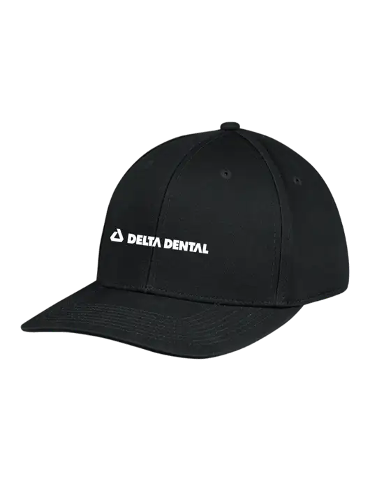 Premium Modern Structured Twill Black Snapback Cap w/Delta Dental