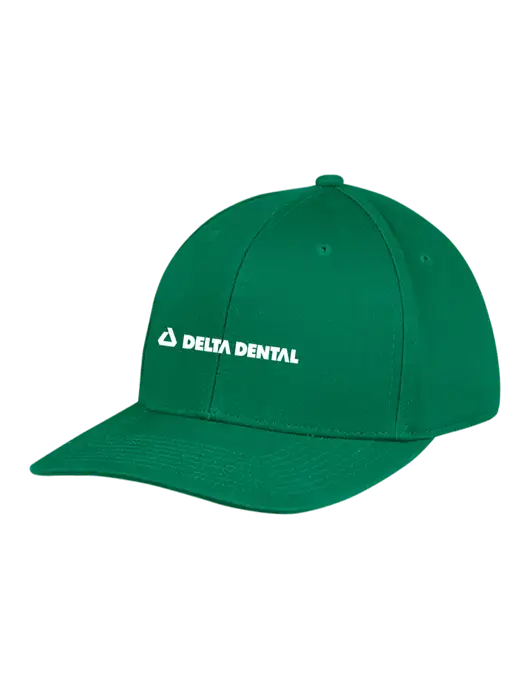 Premium Modern Structured Twill Kelly Green Snapback Cap w/Delta Dental