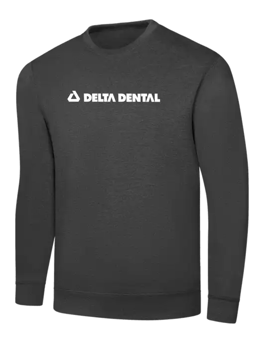 Dark Heather Grey 7.8 oz Ring Spun Crew Sweatshirt w/Delta Dental