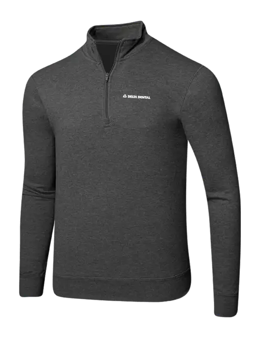 Dark Heather Grey 8.5 oz Ring Spun 1/4 Zip Pullover Sweatshirt w/Delta Dental