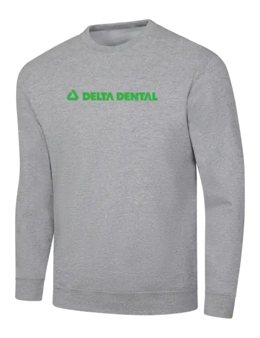 Light Grey Heather 7.8 oz Ring Spun Crew Sweatshirt w/Delta Dental