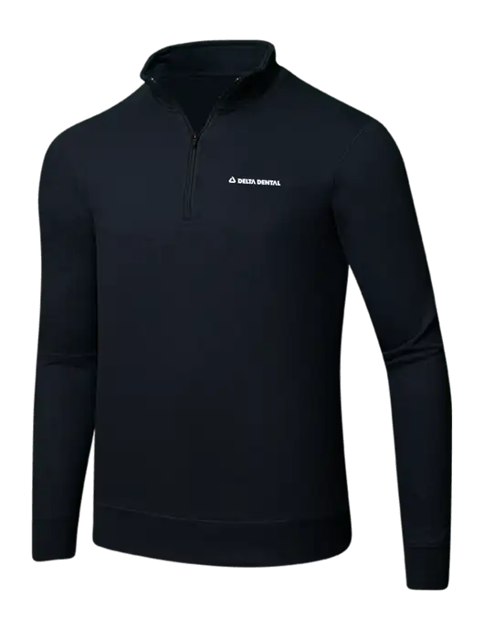 Jet Black 8.5 oz Ring Spun 1/4 Zip Pullover Sweatshirt w/Delta Dental