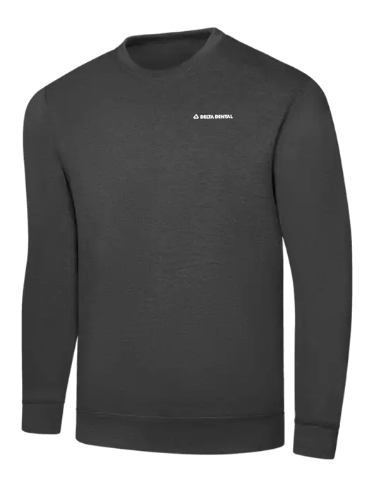 Dark Heather Grey 7.8 oz Ring Spun Crew Sweatshirt w/Delta Dental