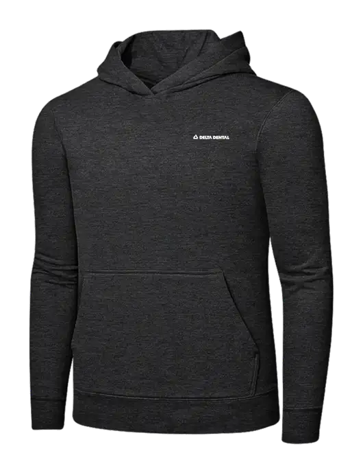 Dark Heather Grey 7.8 oz Ring Spun Hooded Sweatshirt w/Delta Dental