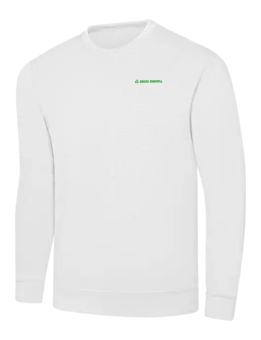 White 7.8 oz Ring Spun Crew Sweatshirt w/Delta Dental