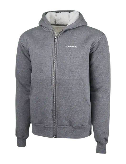 Cornerstone Grey Heather Heavyweight Sherpa Lined Hooded Fleece Jacket w/Delta Dental