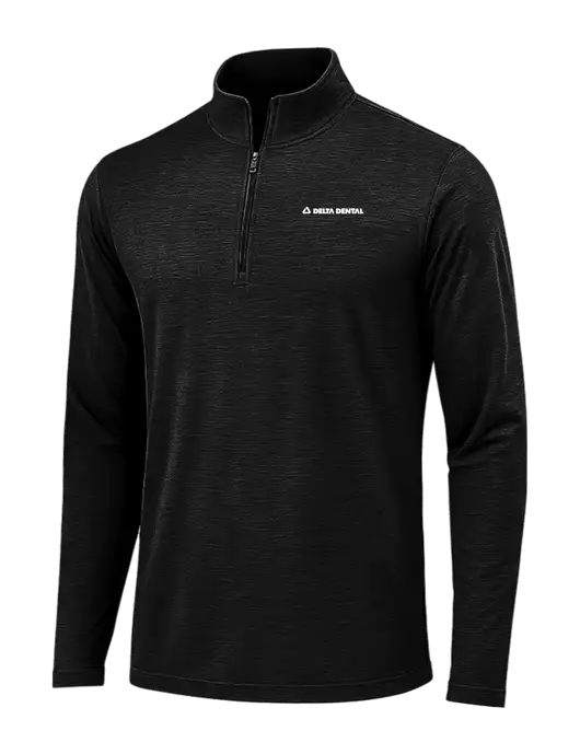 Black Triad Solid Posicharge Tri-Blend Wicking 1/4 Zip Pullover w/Delta Dental