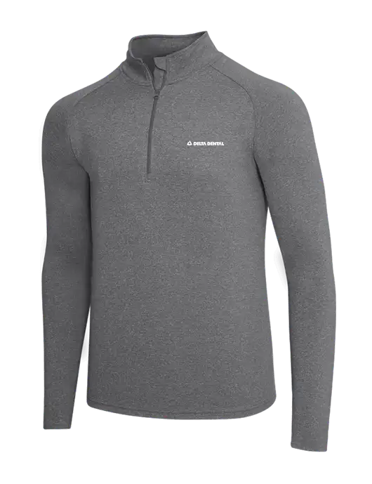 Dark Grey Heather Sport Wick Stretch 1/4 Zip Pullover w/Delta Dental