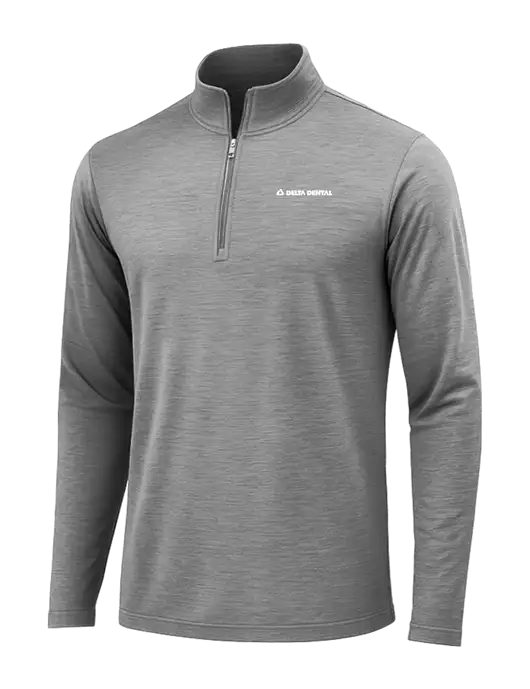 Dark Grey Heather Posicharge Tri-Blend Wicking 1/4 Zip Pullover w/Delta Dental