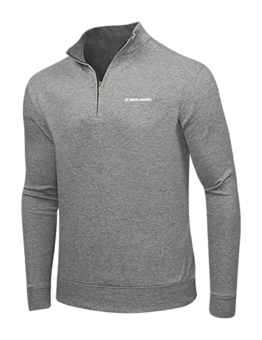 Medium Heather Grey/Charcoal Heather Interlock 1/4 Zip w/Delta Dental