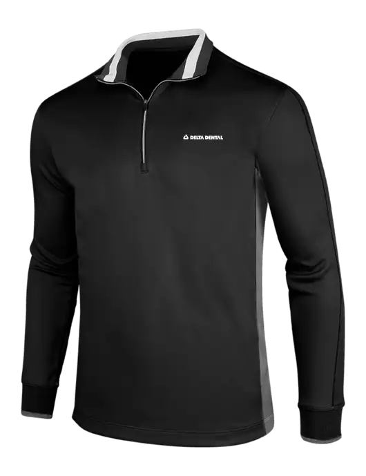 NIKE Black/Dark Grey/White Dry-Fit 1/2 Zip Cover-Up w/Delta Dental
