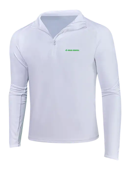 White Sport Wick Stretch 1/4 Zip Pullover w/Delta Dental