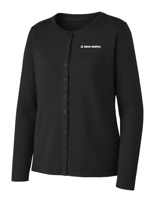 Black Womens Concept Stretch Button-Front Cardigan Sweater w/Delta Dental