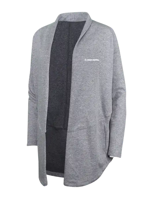Medium Heather Grey/Char Heather Womens Interlock Cardigan w/Delta Dental