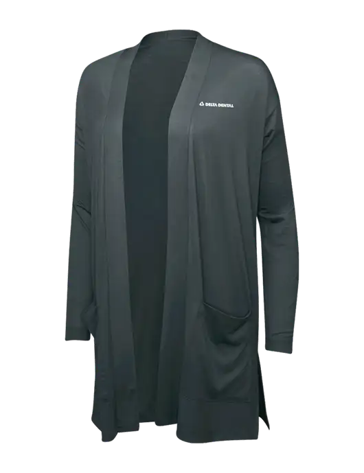 Smoke Grey Womens Concept Long Pocket Cardigan w/Delta Dental