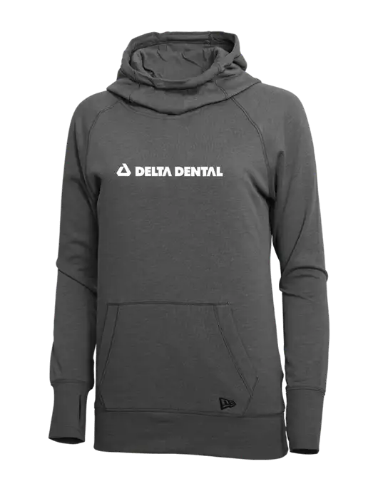 New Era Black Heather Womens Tri-Blend Fleece Pullover Hoodie w/Delta Dental