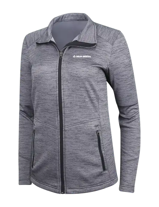 Medium Grey Womens Digi Stripe Fleece Jacket w/Delta Dental