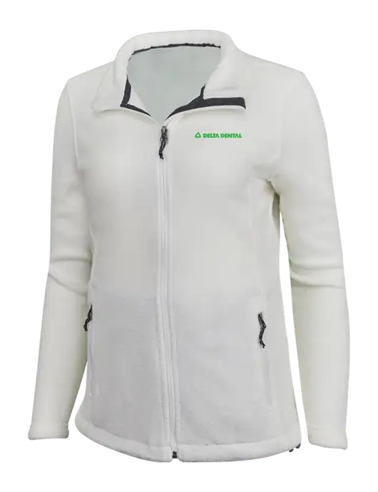 Womens White Fleece Jacket w/Delta Dental